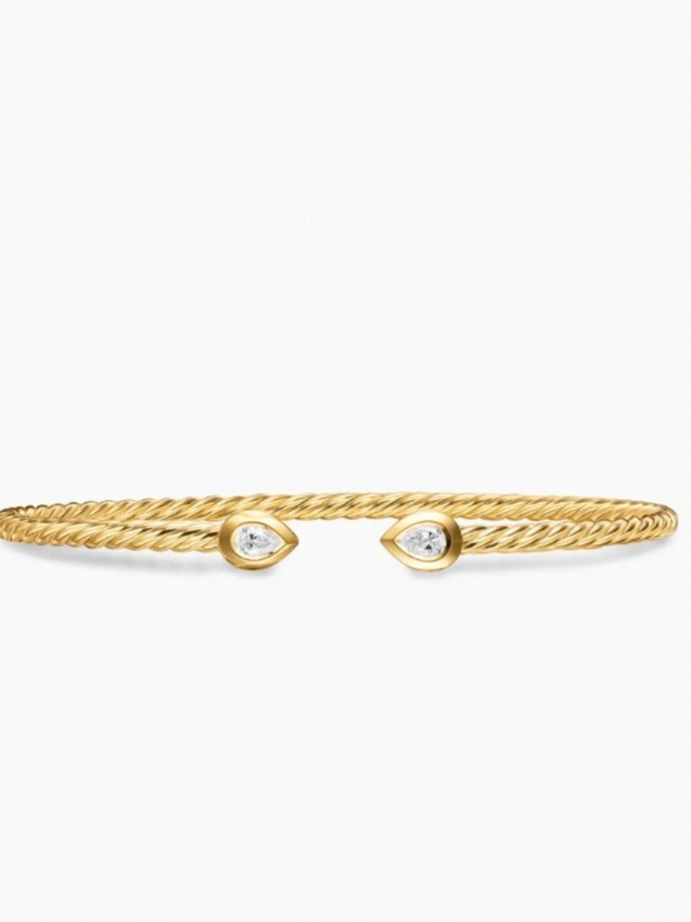 ▫️David Yurman▫️Gold 3mm White Diamond Oval-Shaped Bracelet
